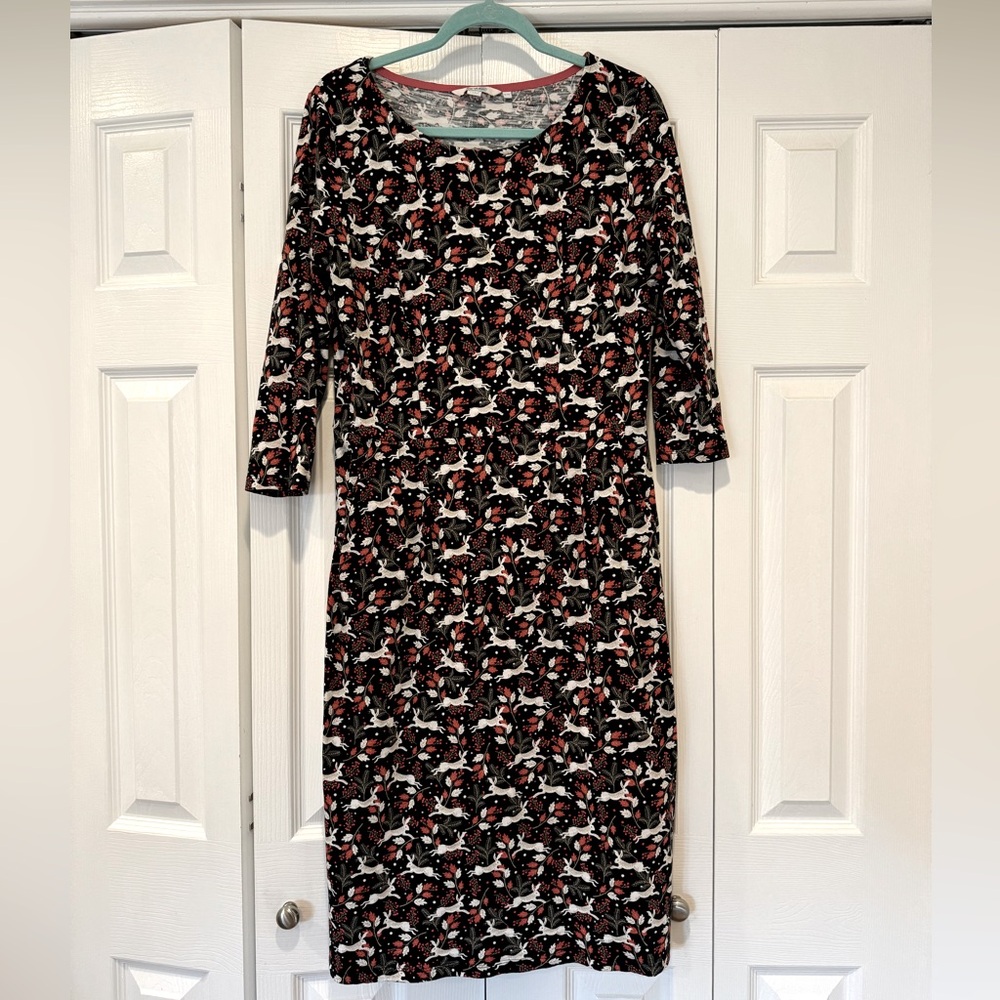 Boden cotton dress with rabbit print